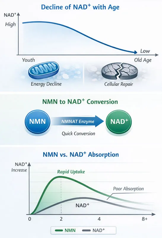 NMN as a More Efficient NAD Delivery Pathway NMN as a More Efficient NAD Delivery Pathway